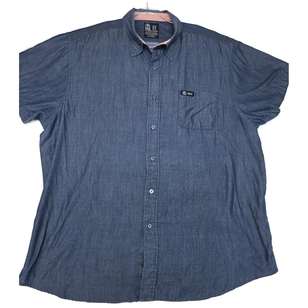 Taco Bell Shirt Mens 2XL Blue Chambray‎ Short Sleeve Button Front Workwear
